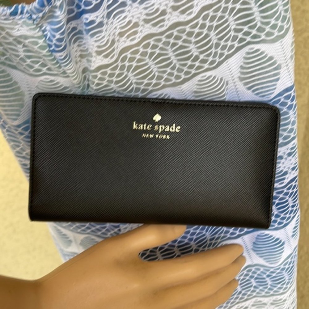 Kate Spade Staci Large Slim Bifold Wallet Black NWT - Picture 13 of 14